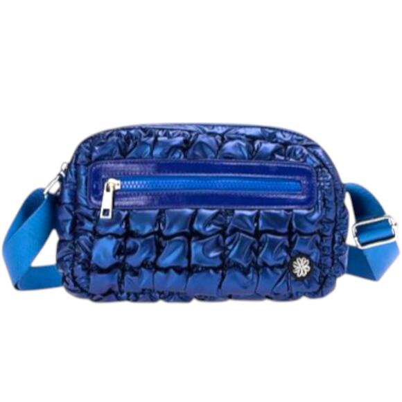 Denise Austin Pearlized Quilt Feather Weight Crossbody Bag Blue Depths - Picture 1 of 5